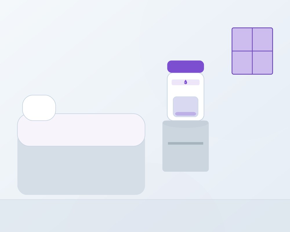 Illustration of Dampex Lavender on a bedroom or wardrobe shelf