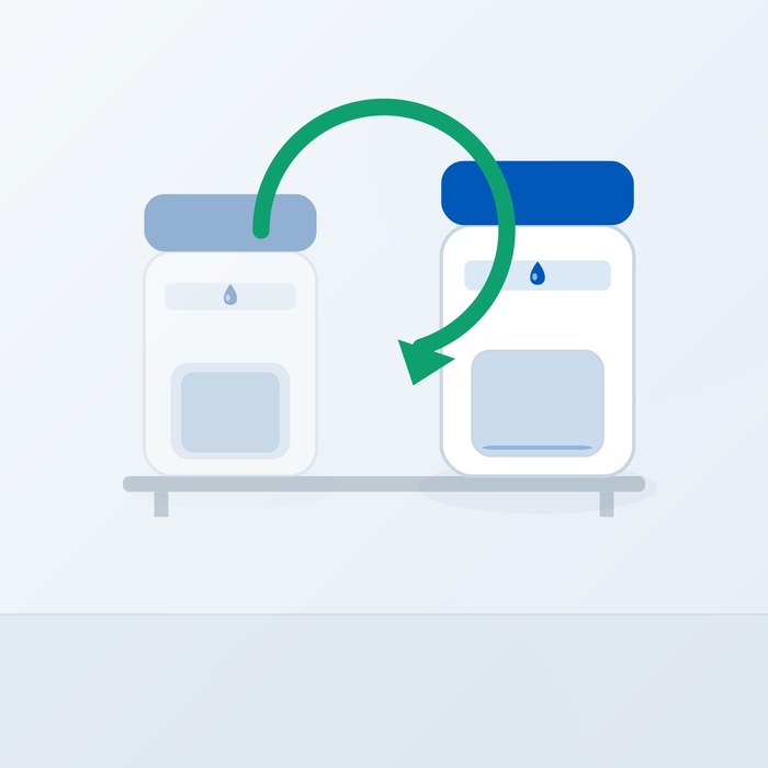 Illustration of a full Dampex container being swapped for a fresh one